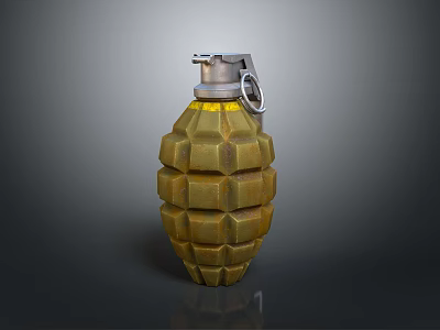 Yellow Green Diamond Patterned Grenade With Metal Fuse And Pull Ring 3d model