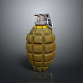 Yellow Green Diamond Patterned Grenade With Metal Fuse And Pull Ring
