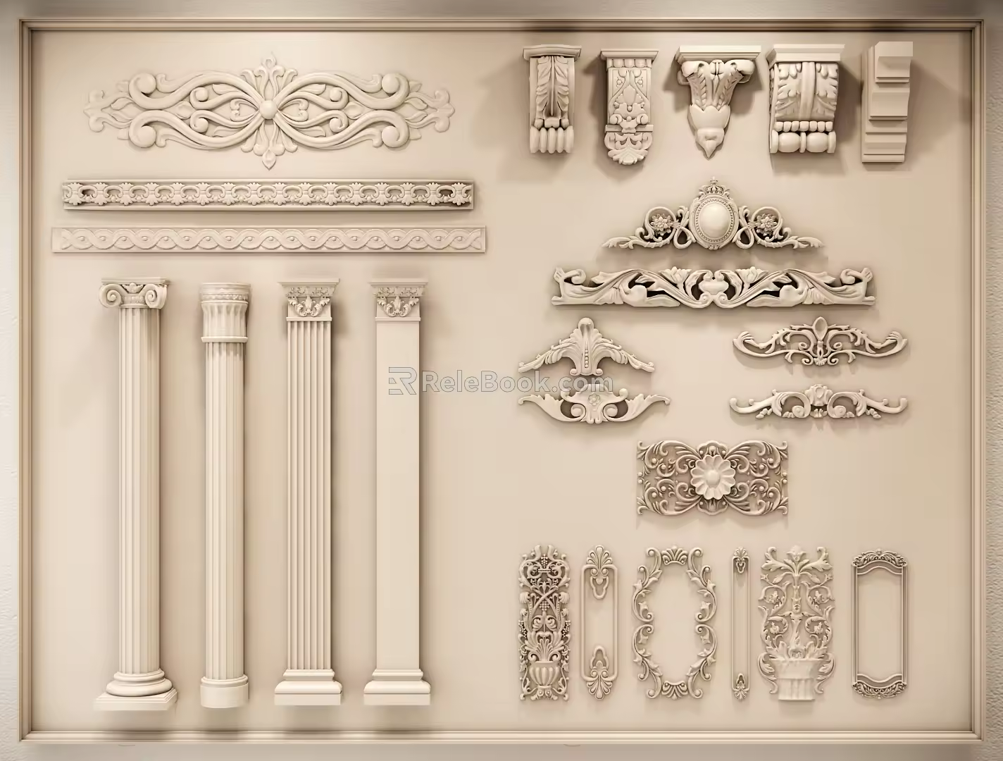 French carved plaster line 3d model