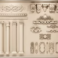 French carved plaster line 3d model