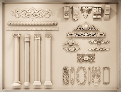 French carved plaster line 3d model