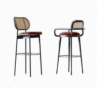 Light Luxury Bar Chair Rattan Bar Chair 3d model