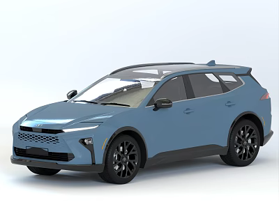 Light Blue Modern SUV With Streamlined Body Panoramic Sunroof And Black Alloy Wheels 3d model