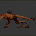 Orange Dinosaur Like Game Or Movie Character with Black Stripes Sharp Teeth And Aggressive Spikes