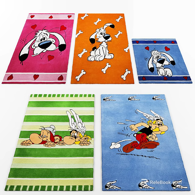 Square Rugs With Colorful Cartoon Characters And Playful Patterns For Home Decor 3d model 
