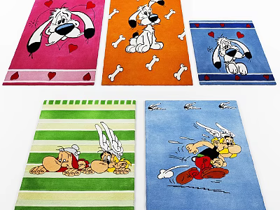 Square Rugs With Colorful Cartoon Characters And Playful Patterns For Home Decor 3d model