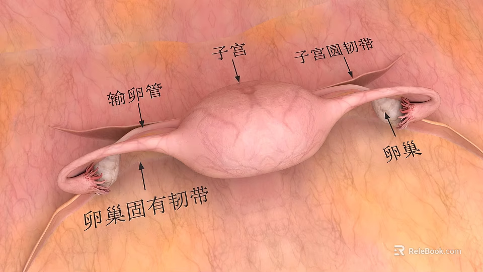 Woman's Reproductive System Anatomy Showing Uterus Fallopian Tubes Ovaries And Ligaments 3d model 