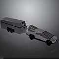 Sleek Concept Car Towing Trailer With Modern Geometric Design And Reflective Surface