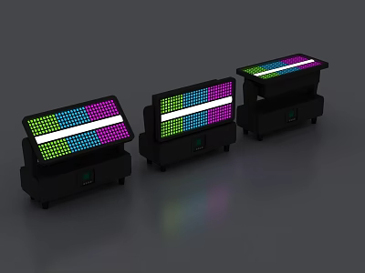 Stage Lighting Equipment With Three Units Colorful LED Strips And Black Bases 3d model