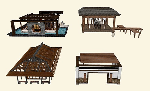 New Chinese Style Pavilion 3d model