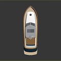 Stylish Blue And White Yacht Design With Brown Deck And Open Cabin