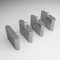 Four Gray Turnstiles With Card Readers For Public Facility Access Control 3d model