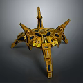 Advanced Yellow Cosmic Spaceship With Multi Wing Structure For Space Exploration