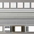 Various AC Air Outlets With Grille Linear And Embedded Design For Home Interior 3d model