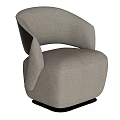 Gray Fabric Single Sofa with Modern Curved Armrest and Round Base