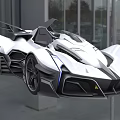 Futuristic White Floating Sports Car With Sleek Body Open Cockpit And Blue Lighting
