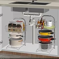 Multi tiered Kitchen Storage Rack For Organizing Pots Dishes And Spice Bottles In Kitchen