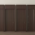 Four Brown Hinged Doors With Different Designs And Natural Wooden Texture 3d model
