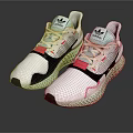 Adidas White Sneakers With Black Pink Accents White Laces And Green Mesh Sole Modern Design