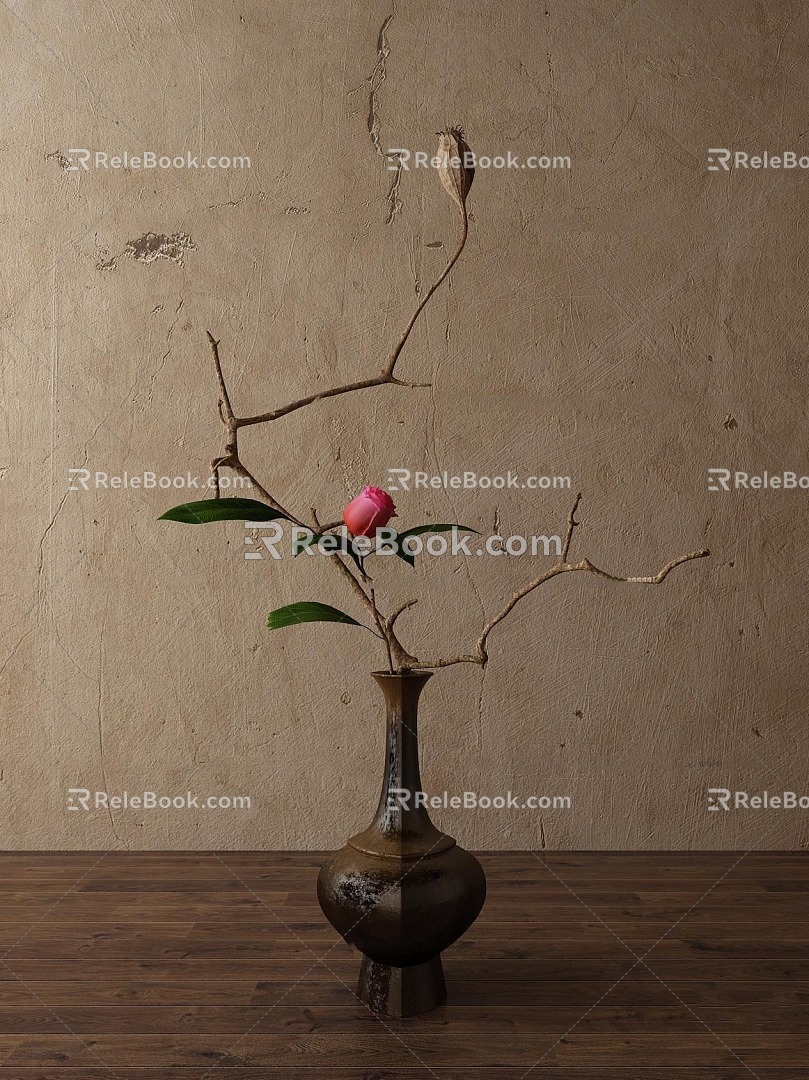 New Chinese Flower Vase Ornaments 3d model