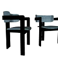 Modern Minimalist Dining Chairs With Blue Upholstered Seat And Black Frame