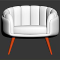 Modern White Upholstered Armchair With Curved Back And Red Legs Design