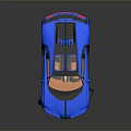 Luxury Blue Bugatti Supercar With Black Roof Orange Interior And Large Rear Spoiler