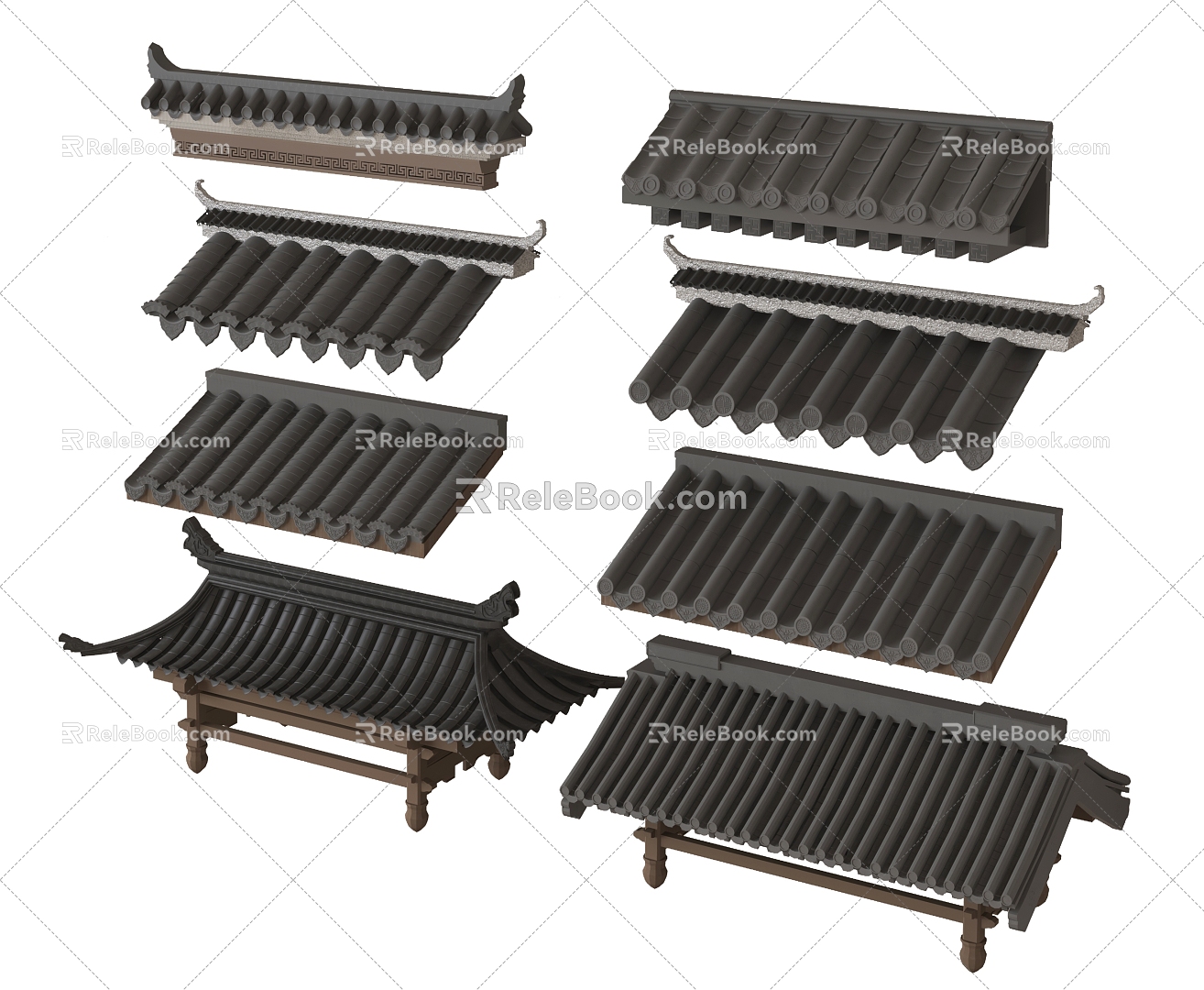 Chinese-style Ancient Building Roof Ancient Building Eaves Chinese-style Building Eaves Roof Tile Roof 3d model