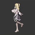 Anime Fantasy Character Girl In Red Striped Apron With Brown Boots As Creature