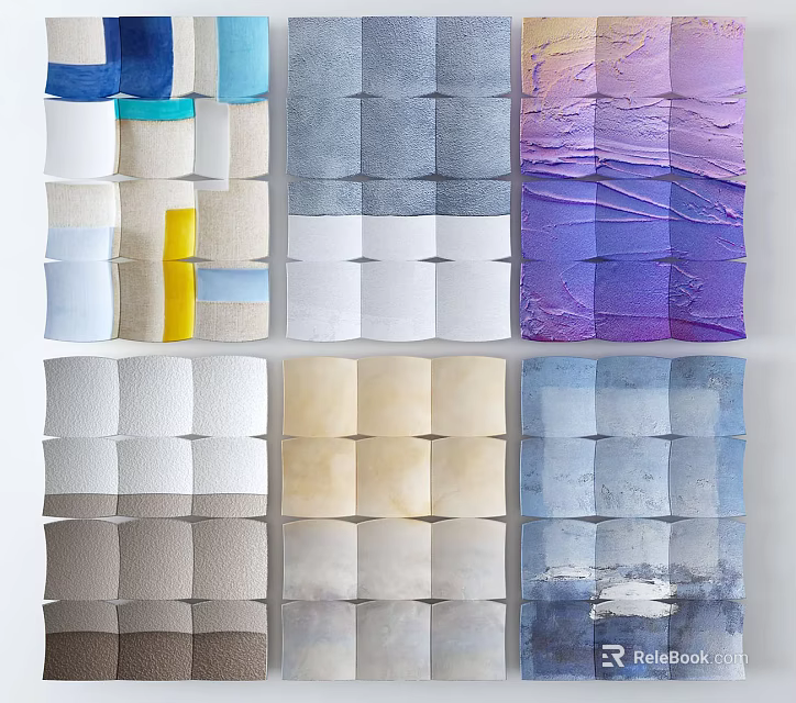 Colorful Textured Wall Decor With Various Colors And Modular Panel Design 3d model 