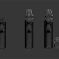 Weapon Display Featuring Multiple Handguns With Metallic Build And Detachable Parts