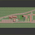 Detailed Yard Model Layout With Buildings Lawn Paths And Fence Design