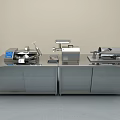 Modern Professional Kitchen With Stainless Steel Countertop And Various Appliances