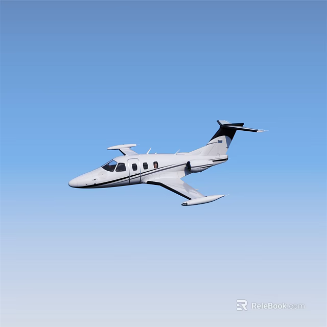White Passenger Jet Flying in Clear Blue Sky with Smooth Aerodynamic Design 3d model 