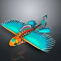 Colorful Fish with Wing Like Fins Vibrant Orange Blue and Red Patterns