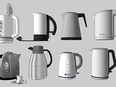 Various Modern Electric Kettles As Daily Household Appliances With Stylish Designs For Home Use 3d model