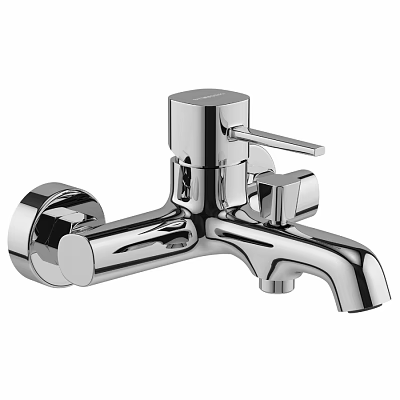 Modern Chrome Wall Mounted Faucet with Single Handle and Sleek Design for Bathroom Sink 3d model