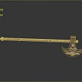 Ancient Decorative Hammer Weapon With Intricate Golden Patterns And Long Handle