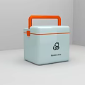 Light Blue Medicine Chest With Orange Handle And Medical Icon Design