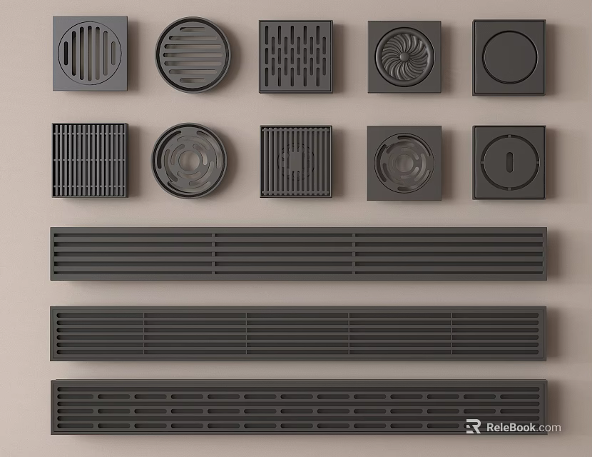 Bathroom Accessories Shower Drain Covers With Multiple Designs And Shapes For Modern Bathrooms 3d model 