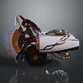 Futuristic White Motorcycle Featuring Transparent Cockpit Red Accents And Sleek Design