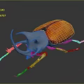 3D Rendered Beetle With Orange Red Body Gray Horned Head Slender Legs On Dark Background
