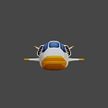 Cartoon Airplane 3D Model With White Orange Blue Stylish Design And Transparent Windows