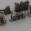 Ruined Building Components In Urban Ruins Featuring Collapsed Walls And Broken Concrete Structures