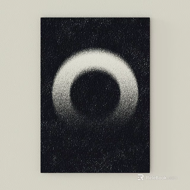 Abstract Circular Black And White Design With Gradient And Grainy Texture 3d model 