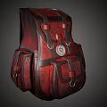 Red Leather Backpack With Multiple Pockets Straps And Star Emblem Detail