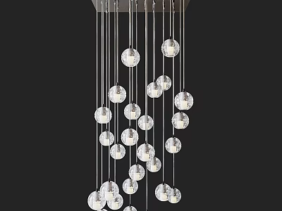 Modern Crystal Ball Chandelier With Hanging Glass Orbs And Metal Frame Design 3d model