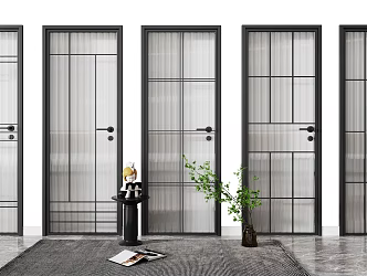 Modern swing door glass door kitchen door 3d model