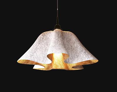 Modern Textured Pendant Light With Pleated Shade And Warm Yellow Glow 3d model