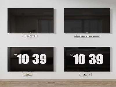 10 and 39 Inch Wall Mounted TVs with Digital and Black Screens 3d model
